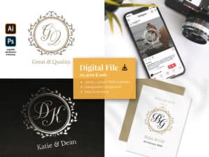 Collage mit individuellen Monogrammdesigns: Zu den digitalen Dateifunktionen gehören KI- und PS-Kompatibilität, Vektor- und Pixelskalierbarkeit, transparenter Hintergrund und einfaches Umfärben. Perfekt für Instagram-Posts, Visitenkarten oder Hochzeitseinladungen, um Ihre Hochzeitsplanung mit Eleganz zu bereichern.